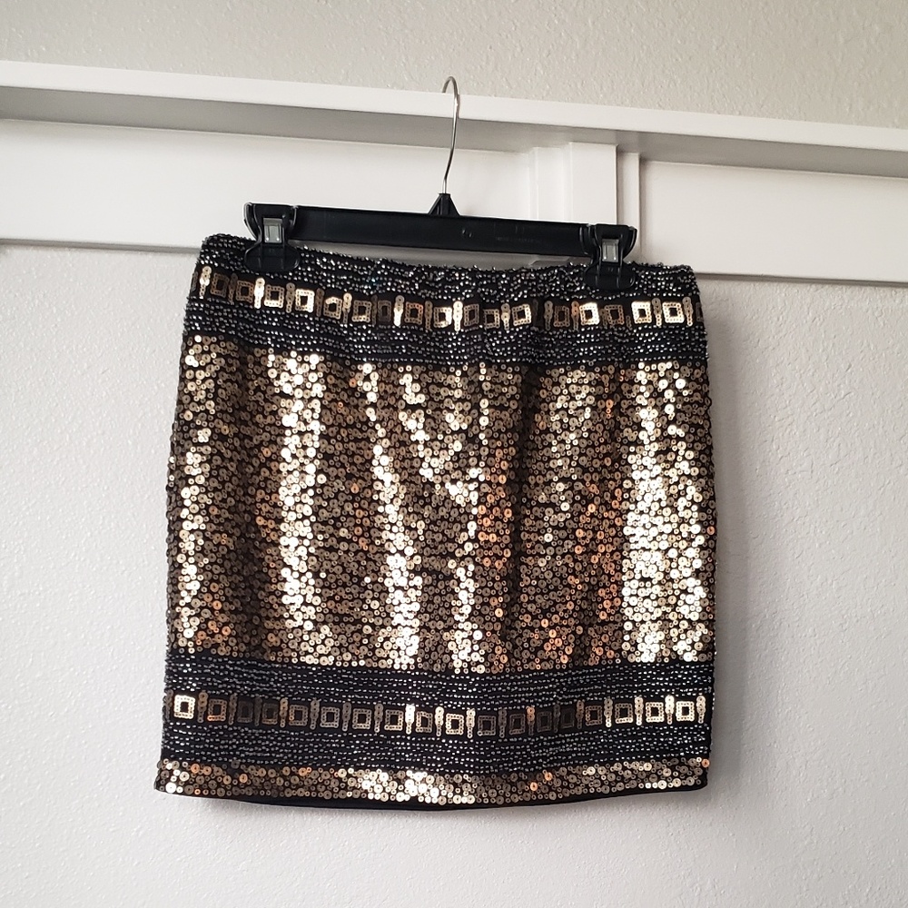 English Rose bronze & black embellished mini skirt